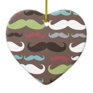 Brown Mustache Pattern Christmas Tree Ornaments