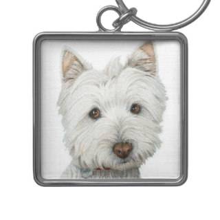 Westie with texture effect key chain
