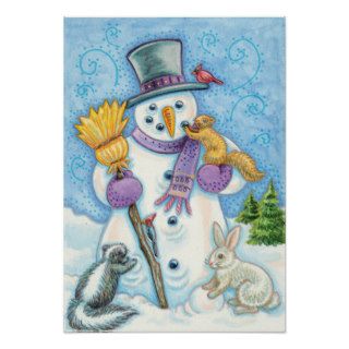 Vintage Snowman Christmas Poster