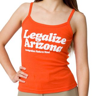 American Apparel Women's 'Legalize Arizona' Orange/ White Baby Rib Spaghetti Tank American Apparel Tops