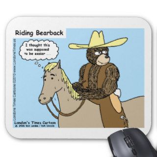 Riding Bear Back Funny Cards Mugs Tees & Gifts Mousepad