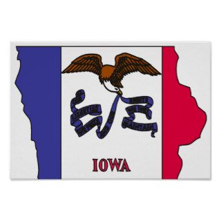 Iowa Flag Map Posters