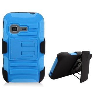For Samsung Freeform M T189N (MetroPCS) Navy Armor Case, w/ Blue Skin & Black Stand Cell Phones & Accessories