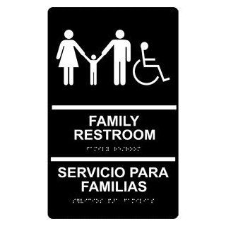 ADA Family Restroom Bilingual Braille Sign RRB 170 WHTonBLK Restrooms  Business And Store Signs 