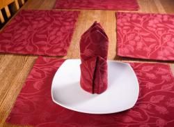 Floral Red wine Cotton Placemat and Napkin Set Table Linens