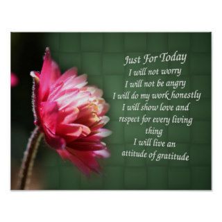 Just For Today Inspirational Prayer Floral Poster