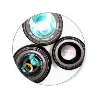 funky photography lens set round sticker