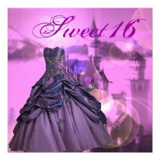 Modern Purple Gown Sweet 16th Birthday Invitation