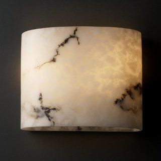 LumenAria 10 inch Faux Alabaster 2 Light Wide Oval Wall Sconce    