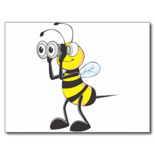 Cute Bee Holding Binoculars Looking at Something Post Cards
