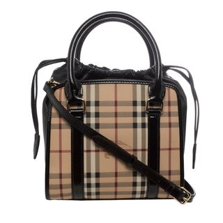 Burberry 'Dinton' Small Beige/ Black Haymarket Panels Tote Burberry Designer Handbags
