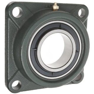 NTN UKF205D1 Light Duty Flange Bearing, 4 Bolts, Adapter Mounted, Regreasable, Contact and Flinger Seals, Cast Iron, 20mm Bore, 2 3/4" Bolt Hole Spacing Width, 3 3/4" Height Flange Block Bearings