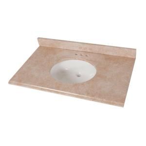 St. Paul 37 in. Stone Effects Vanity Top in Oasis with White Bowl SEO3722COM OA