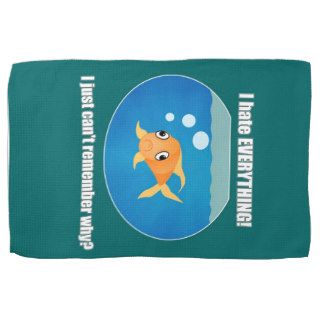 Grumpy fish meme hand towels