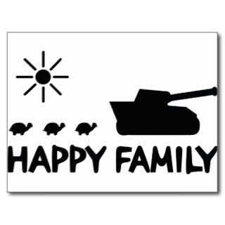 happy tank turtle family icon post card