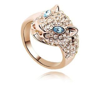 Charm Jewelry Swarovski Crystal Element 18k Rose Gold Plated Aquamarine Blue Leopard Elegant Fashion Ring Z#183 Zg4fe3d1f3dee69 Jewelry