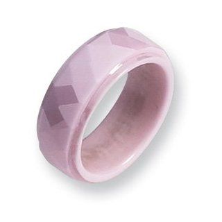 Ceramic Pink Faceted 8mm Polished Band CER24 8 Jewelry