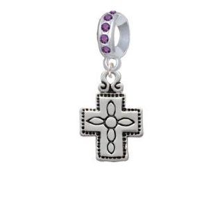 Large Southwestern Antiqued Cross Amethyst Crystal Charm Bead Dangle Delight Jewelry Jewelry