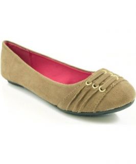Qupid Savana 186 Corset Lace Up Ballet Flat TAUPE (6, Taupe) Shoes