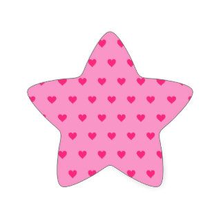 Editable Background Color   Pink Heart Pattern Star Stickers