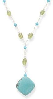 16+2 Extension Peridot Swarovski Crystal Necklace With Turquoise Drop Locket Necklaces Jewelry