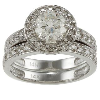 Auriya 14k White Gold 2 1/4ct TDW Certified Diamond Bridal Ring Set (H I, SI1 SI2) Auriya Bridal Sets
