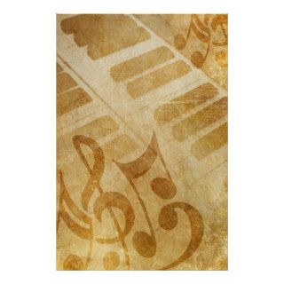 MUSICAL GRUNGE NOTES PIANO BACKGROUNDS FADED VINTA POSTER
