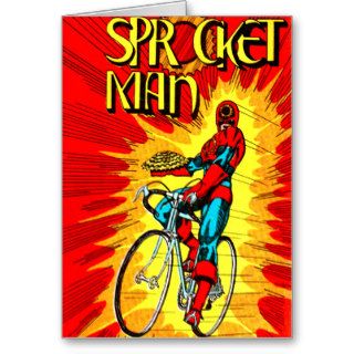 Sprocket Man   Cycling Bicycle Superhero Greeting Cards