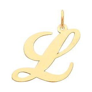 14K Yellow Gold Large Fancy Script Initial L Charm Clasp Style Charms Jewelry
