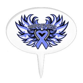 Bulimia Nervosa Awareness Heart Wings Oval Cake Toppers