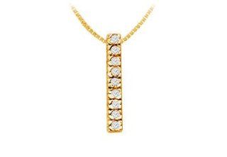 Classic I Initial Diamond Pendant 14K Yellow Gold   0.15 CT Diamonds LOVEBRIGHT Jewelry