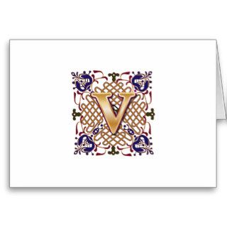Celtic Design Letter V Card