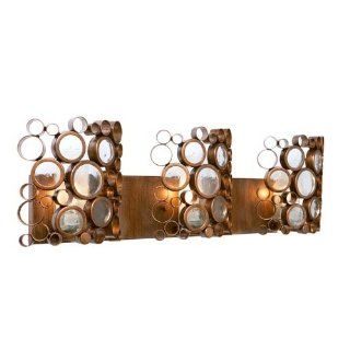 Varaluz 193B03HO Fascination HO Collection 3 Light Vanity Fixture, Hammered Ore Finish with Clear Recycled Glass Discs    