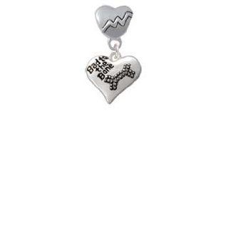Antiqued Bad to the Bone Heart Heartbeat Charm Bead Dangle Delight & Co. Jewelry