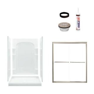 Sterling Plumbing Ensemble Curve 34 in. x 48 in. x 75 3/4 in. Shower Kit with Shower Door in White/Nickel 7222 5475NC