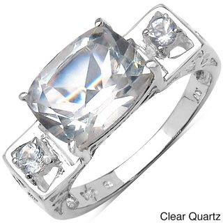 Malaika Sterling Silver Sqaure cut Gemstone and Prong set White Topaz Ring Malaika Crystal, Glass & Bead Rings