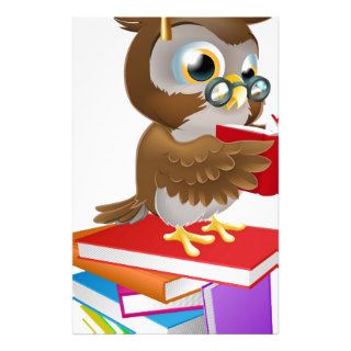 Wise owl reading custom stationery