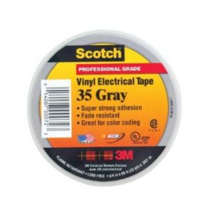 3M Scotch 35 Vinyl Color Coding Electrical Tape, 32 to 221 Degree F, 1250 mV Dielectric Strength, 66' Length x 3/4" Width, Gray