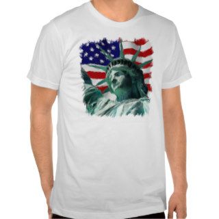 USA Flag Liberty Art Brush Hand Painted Template Tee Shirt