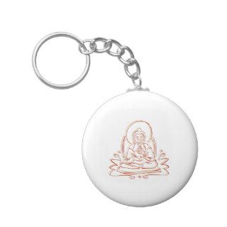 Buddha Red Line Drawing Gifts Keychains