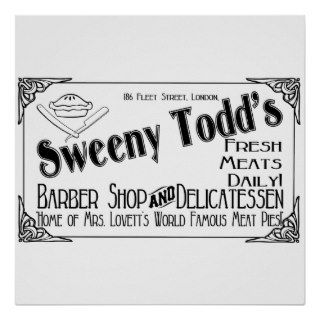 Sweeny Todd's Barber Shop & Delicatessen Poster