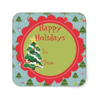 Cute Christmas Tree holiday gift tag Sticker