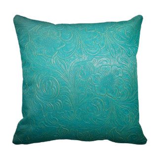 Turquoise Leather Look Pillows