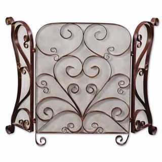 Daymeion Distress Cocoa Brown Fireplace Screen Indoor Fireplaces