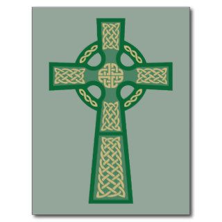 Green Celtic Cross Postcards