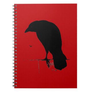 Vintage Raven on Blood Red Template Note Books