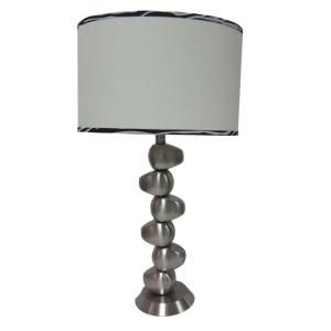 Simple Designs 27.5 in. Stacked Stone Nickel Lamp with Zebra Trimmed Shade LT3002 ZBA