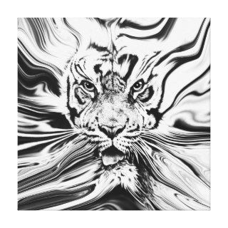 Tiger 2, Animal Art, Black and White Abstract Gallery Wrapped Canvas
