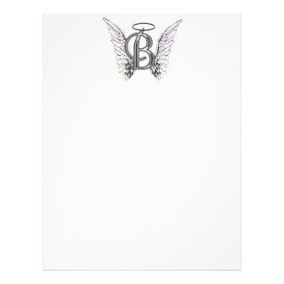 Letter B Initial Monogram with Angel Wings & Halo Customized Letterhead