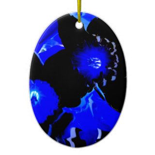 Black and Blue Daffodils Christmas Ornaments